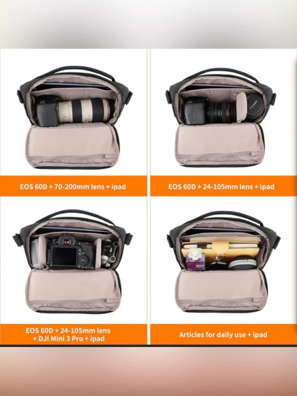 TULLIO Camera Bag Crossbody - 6L Waterproof Sling Bag for Photographers